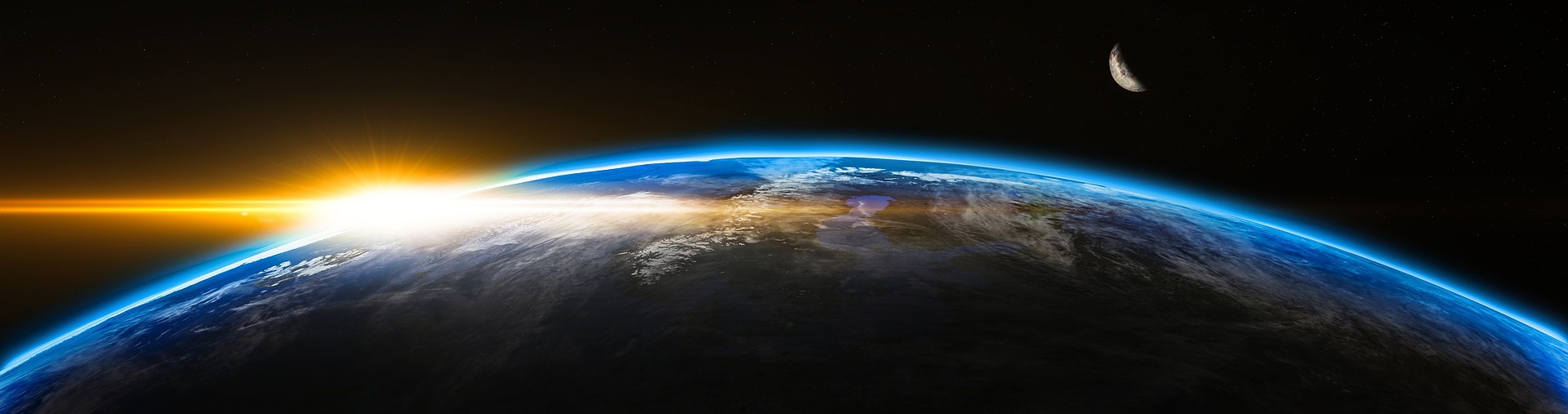 Surface of earth from space. Sunrise-speed-of-light